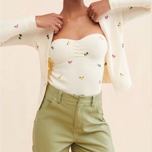 NWT- Favorite Daughter - Athena Strapless Ribbed Bustier Tank - size Large